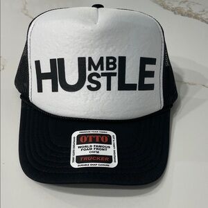 Humble Hustle Black and White Trucker Hat